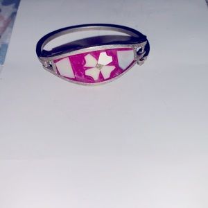 Vintage Mexican silver inlay bracelet